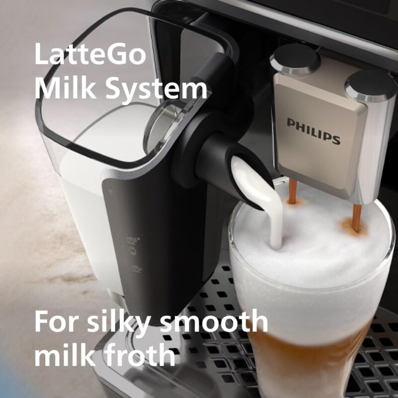 Philips 5500 Series EP5546/70 – Fully Automatic Espresso Machine with LatteGo, SilentBrew, QuickStart & 20 Hot & Iced Beverages (Black/Silver) - Image 7